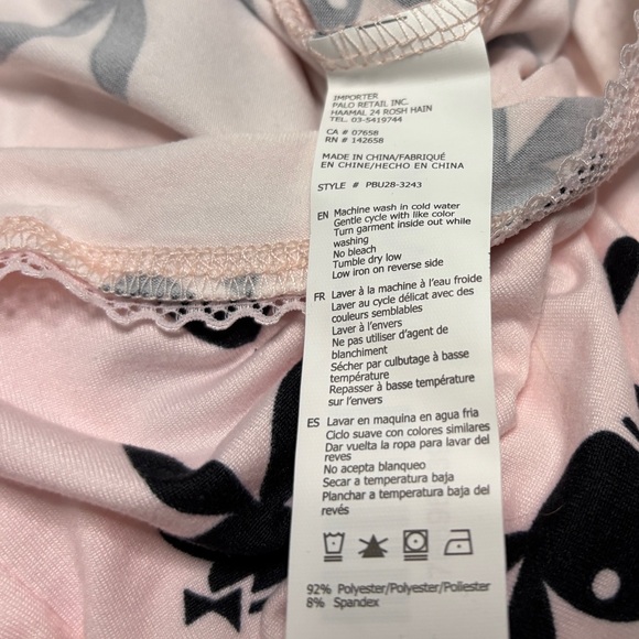 BNWT PLAYBOY LACE TRIM PAJAMA ROMPER PINK - Picture 11 of 11